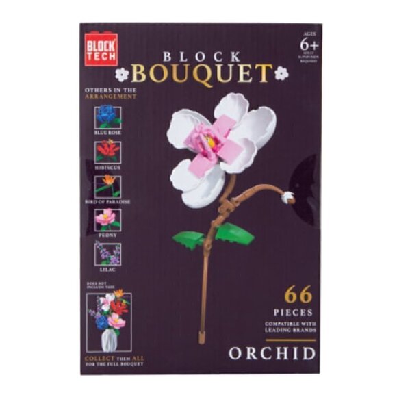 Block Tech Block Bouquet Flower Orchid NWT Botanical Faux Plant Activity White - Picture 7 of 7